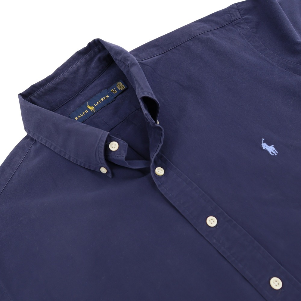 Ralph Lauren Mens XL Navy Blue Short Sleeve Button Down Pony Logo Shirt